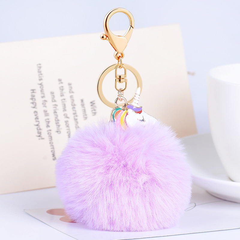 Wholesale Plush Pendant Creative Unicorn Fashion Metal Keychains